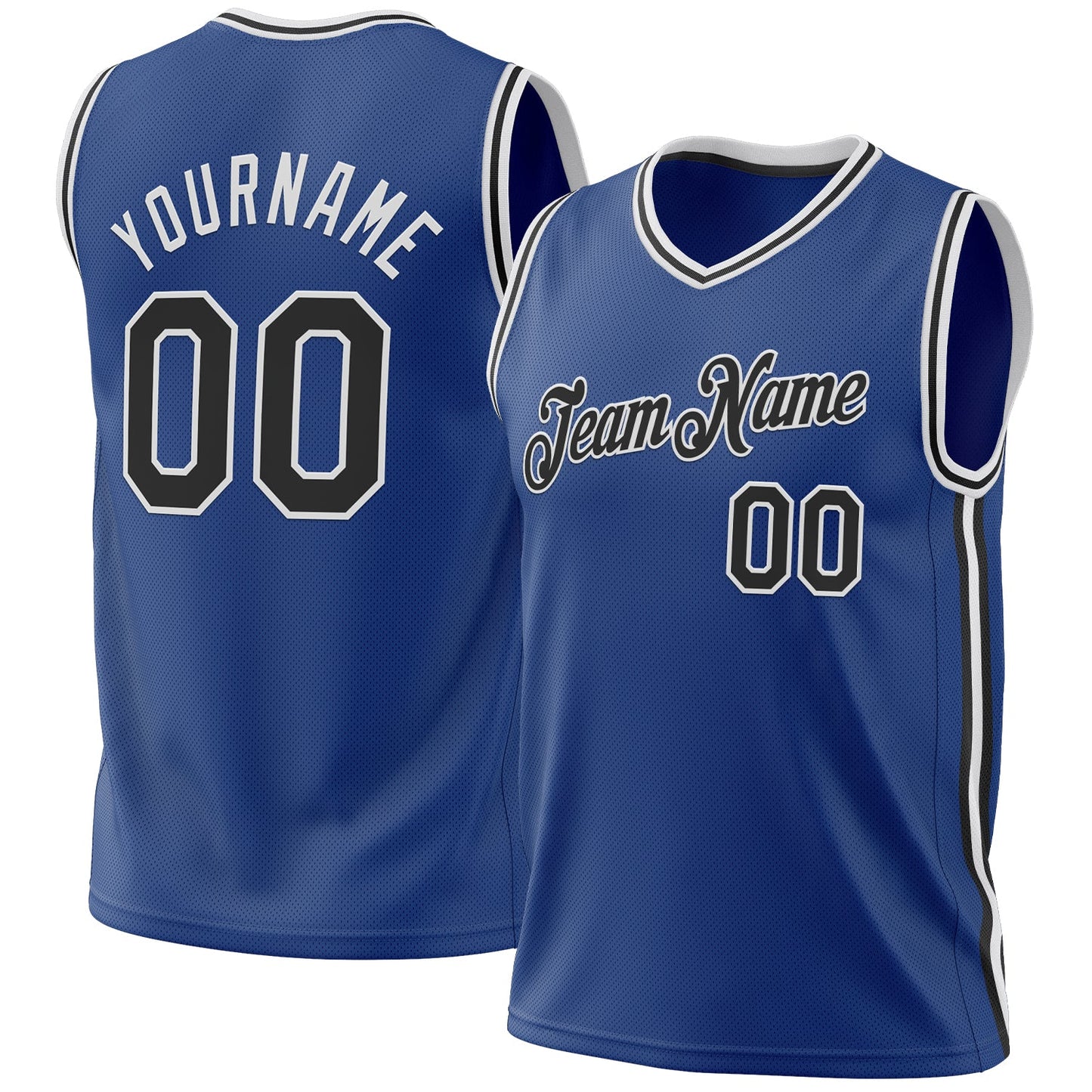 Custom Royal Black-White Authentic Throwback Basketball Jersey - Sky-Custom