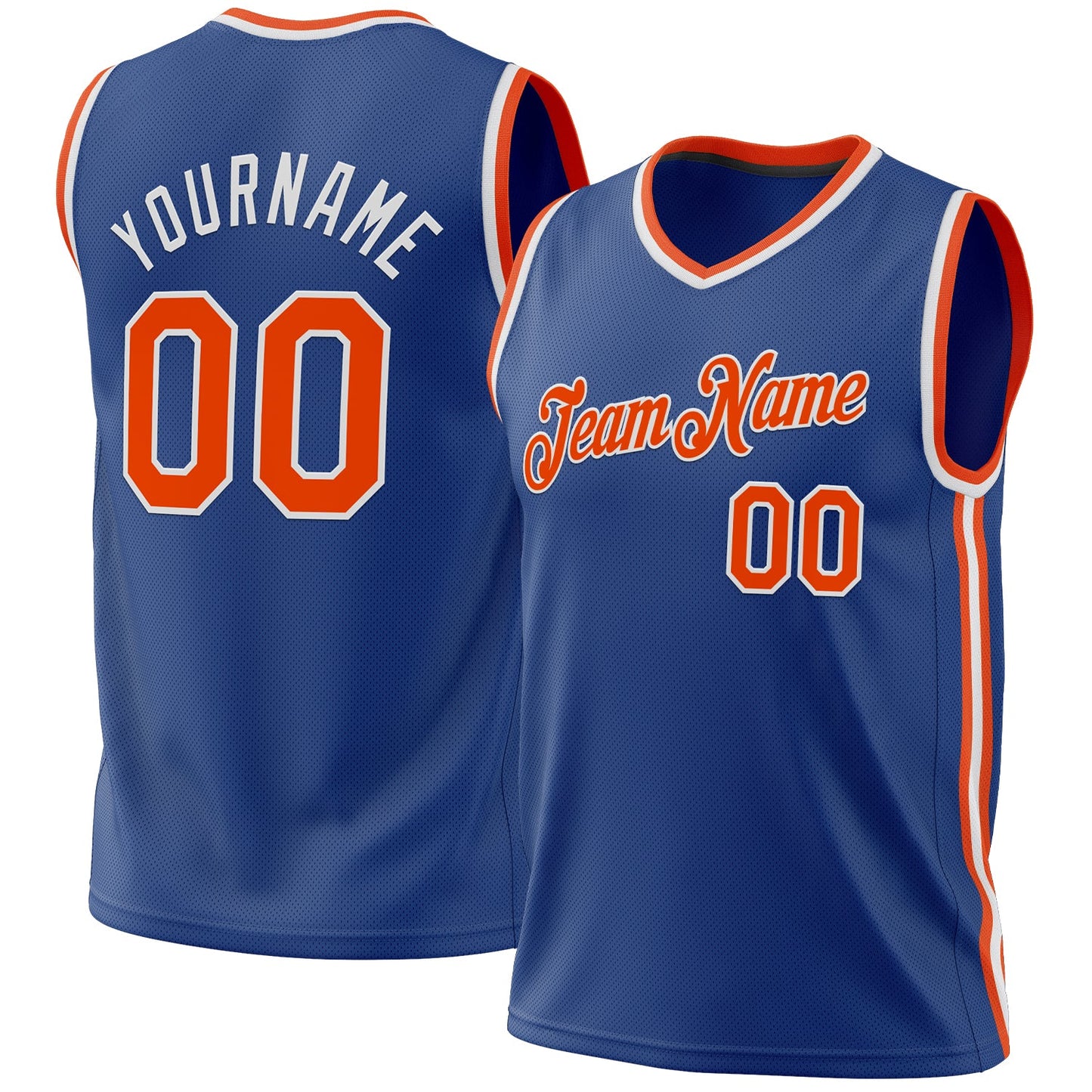 Custom Royal Orange-White Authentic Throwback Basketball Jersey - Sky-Custom