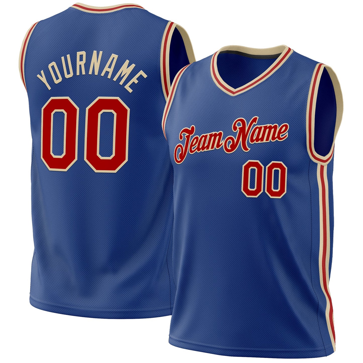Custom Royal Red-Cream Authentic Throwback Basketball Jersey - Sky-Custom