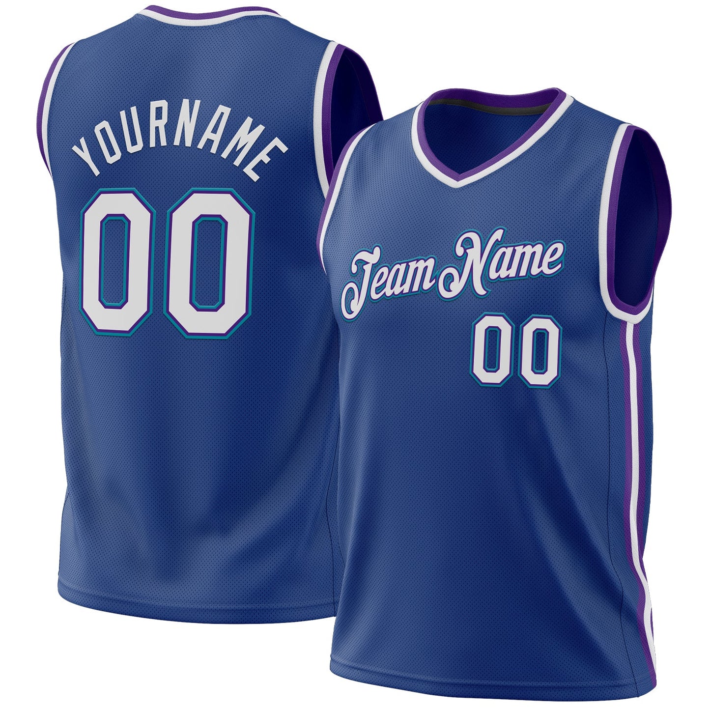 Custom Royal Purple-Teal Authentic Throwback Basketball Jersey - Sky-Custom