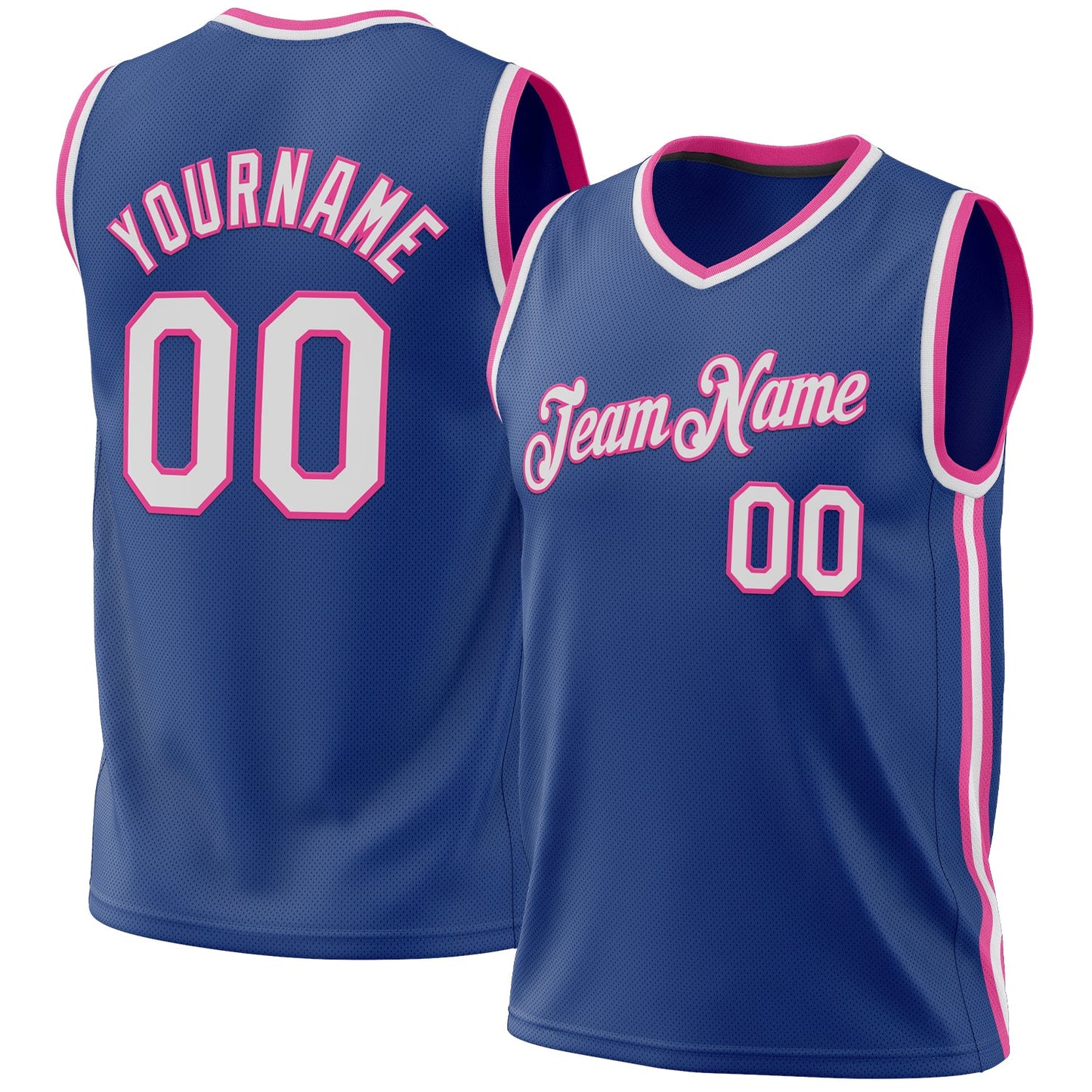 Custom Royal White-Pink Authentic Throwback Basketball Jersey - Sky-Custom