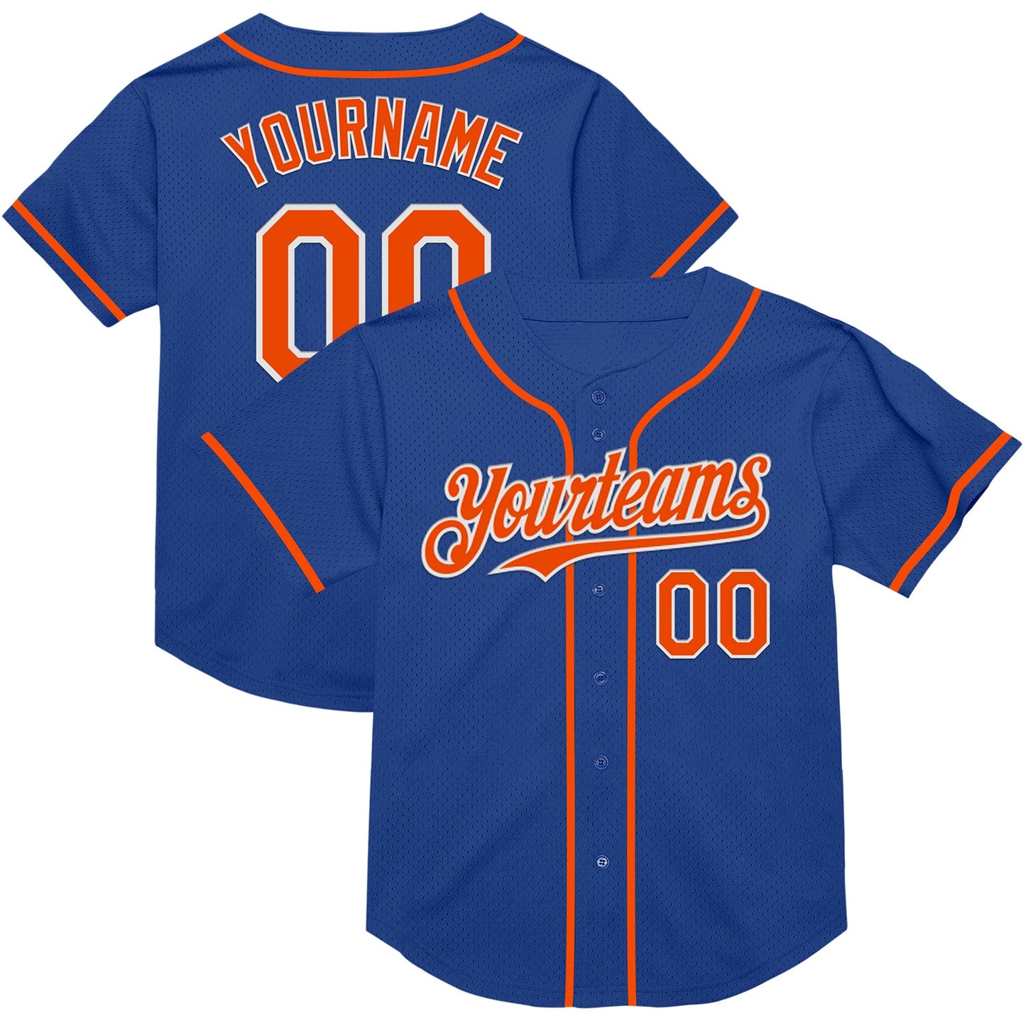 Custom Royal Orange-White Mesh Authentic Throwback Baseball Jersey - Sky-Custom