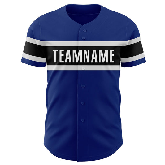 Custom Royal Black-White Authentic Baseball Jersey - Sky-Custom