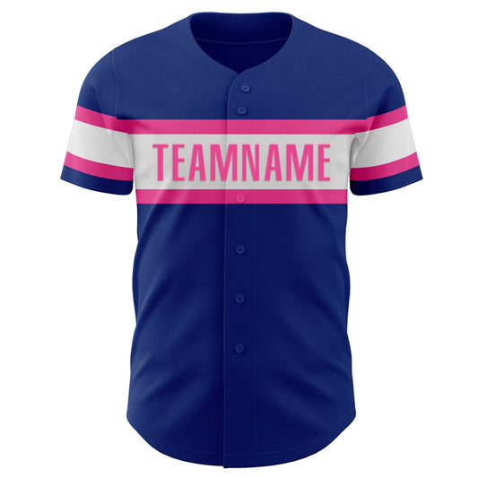 Custom Royal White-Pink Authentic Baseball Jersey - Sky-Custom