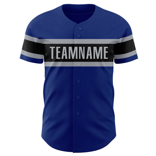 Custom Royal Gray-Black Authentic Baseball Jersey - Sky-Custom