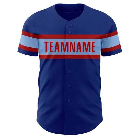 Custom Royal Light Blue-Red Authentic Baseball Jersey - Sky-Custom