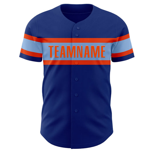 Custom Royal Light Blue-Orange Authentic Baseball Jersey - Sky-Custom