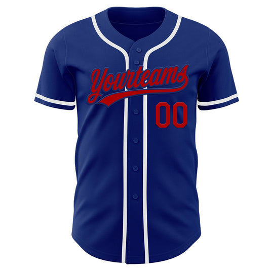 Custom Royal Red-White Authentic Baseball Jersey - Sky-Custom