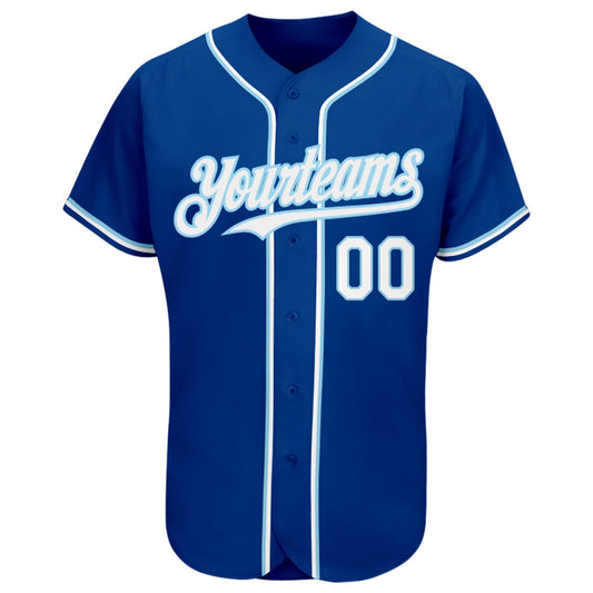 Custom Royal White-Light Blue Authentic Baseball Jersey - Sky-Custom