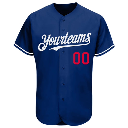 Custom Royal White-Red Authentic Baseball Jersey - Sky-Custom