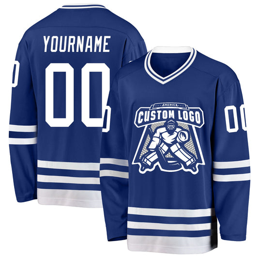 Custom Royal White Hockey Jersey - Sky-Custom