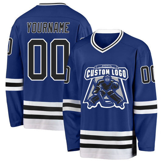Custom Royal Black-White Hockey Jersey - Sky-Custom