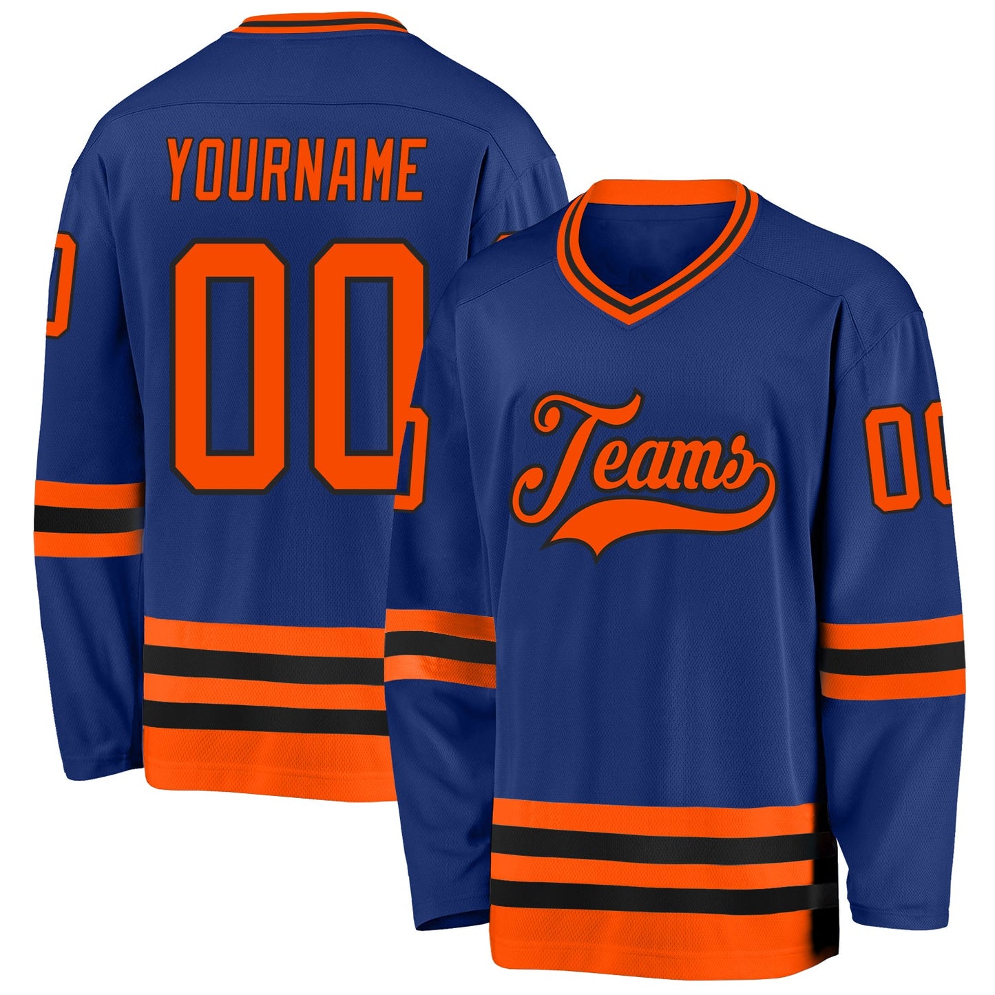 Custom Royal Orange-Black Hockey Jersey - Sky-Custom