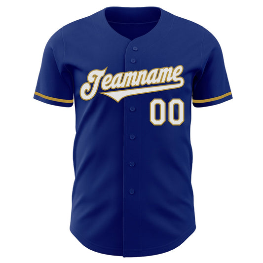 Custom Royal White-Old Gold Authentic Baseball Jersey - Sky-Custom