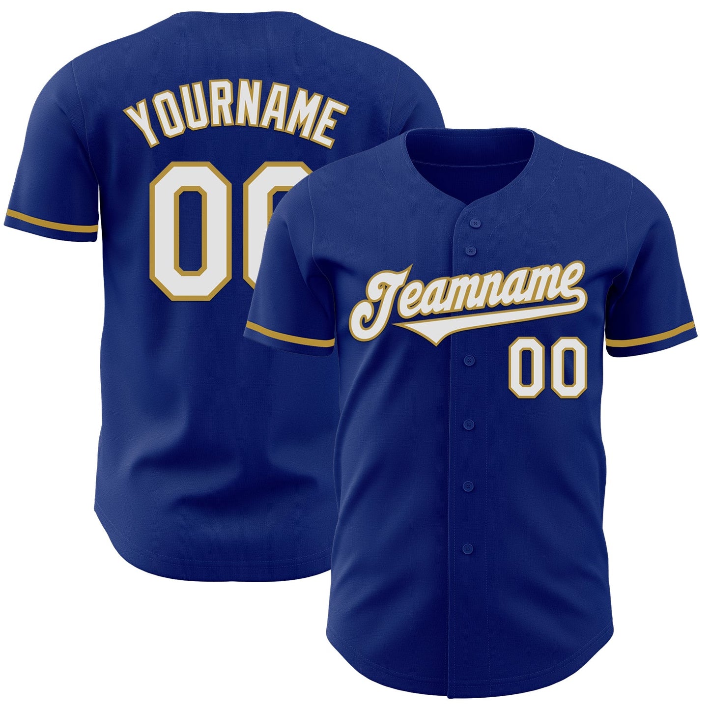 Custom Royal White-Old Gold Authentic Baseball Jersey - Sky-Custom