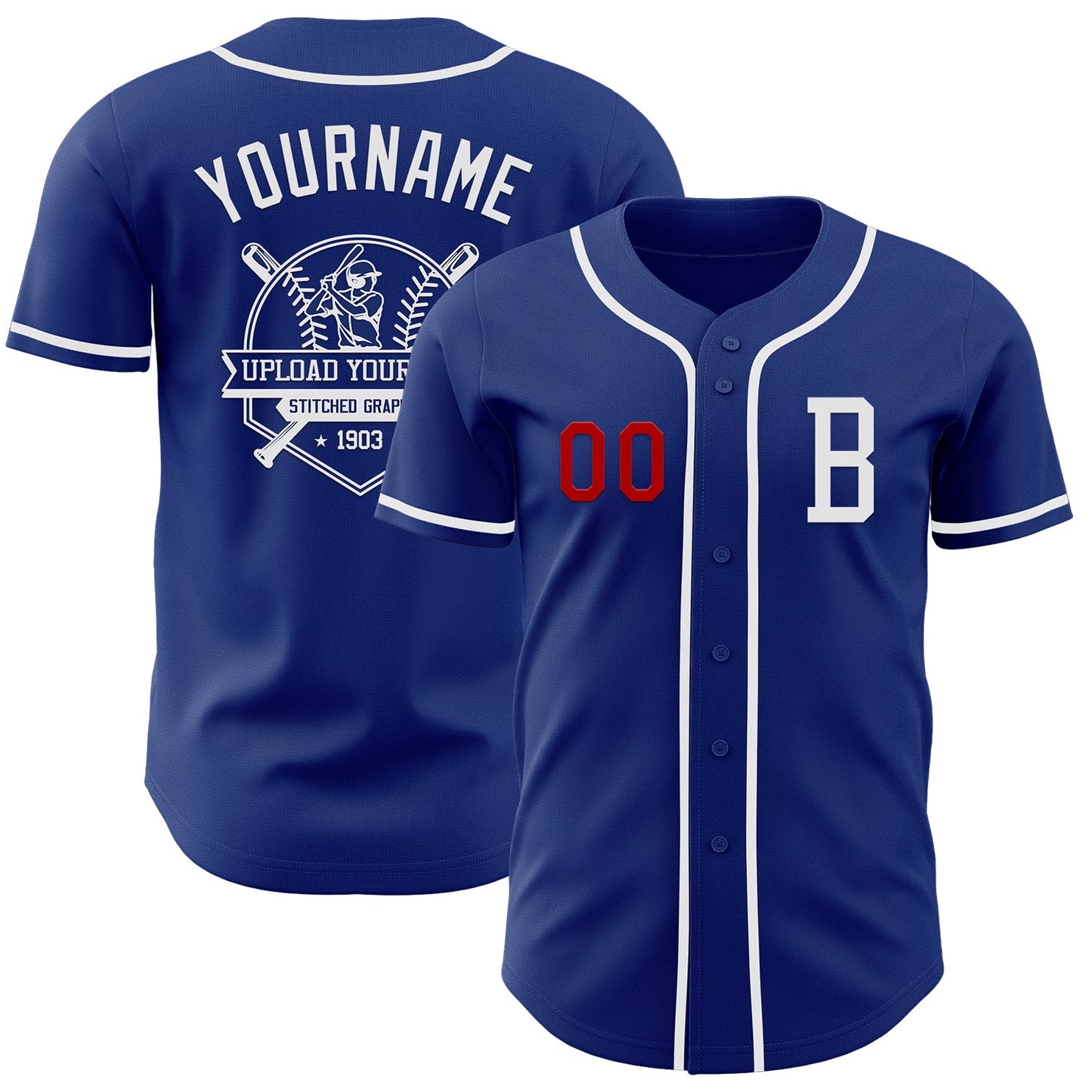 Custom Royal White-Red Authentic Baseball Jersey - Sky-Custom