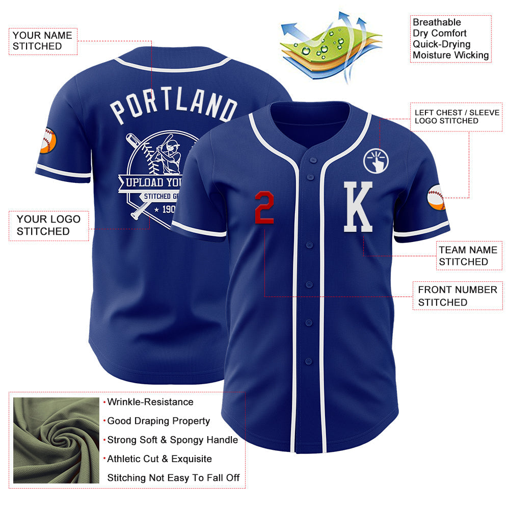 Custom Royal White-Red Authentic Baseball Jersey - Sky-Custom