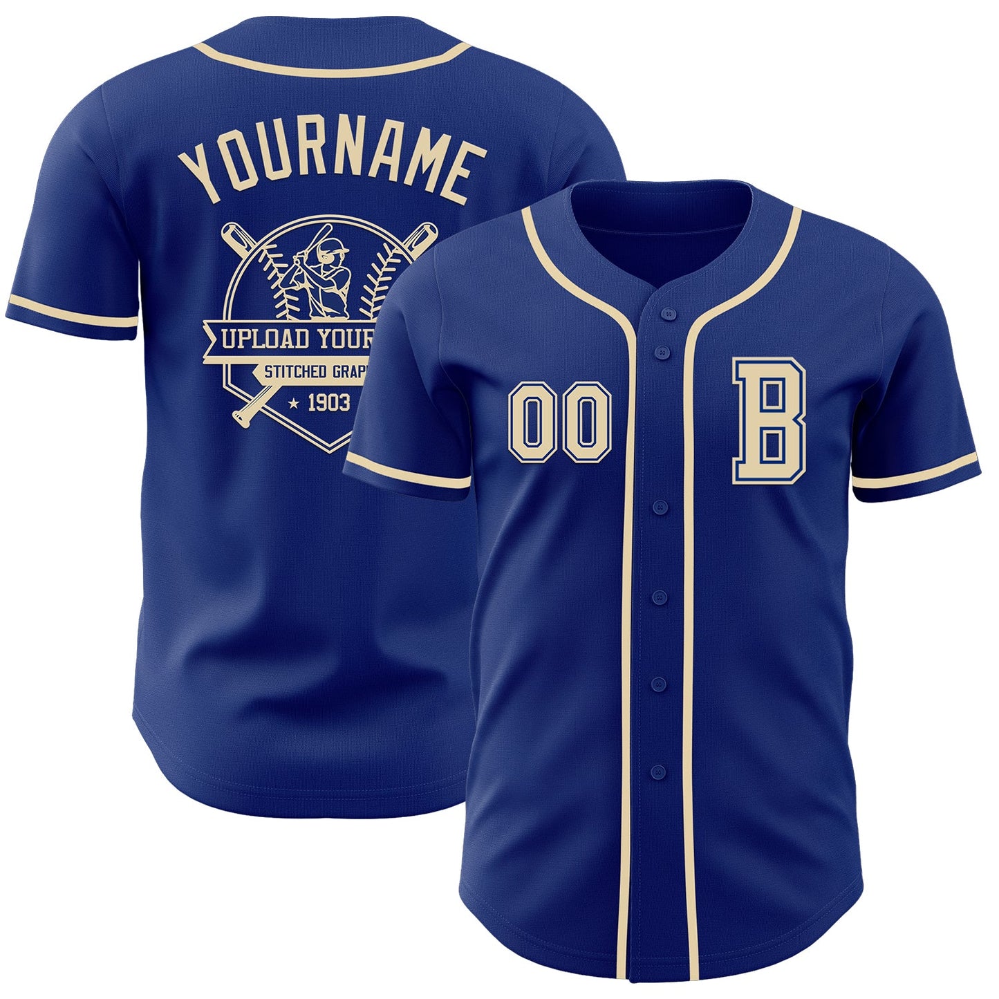 Custom Royal Cream Authentic Baseball Jersey - Sky-Custom