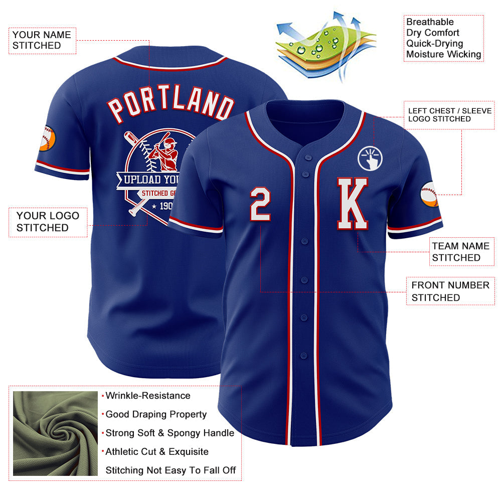 Custom Royal White-Red Authentic Baseball Jersey - Sky-Custom
