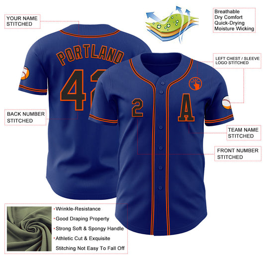 Custom Royal Black-Orange Authentic Baseball Jersey - Sky-Custom