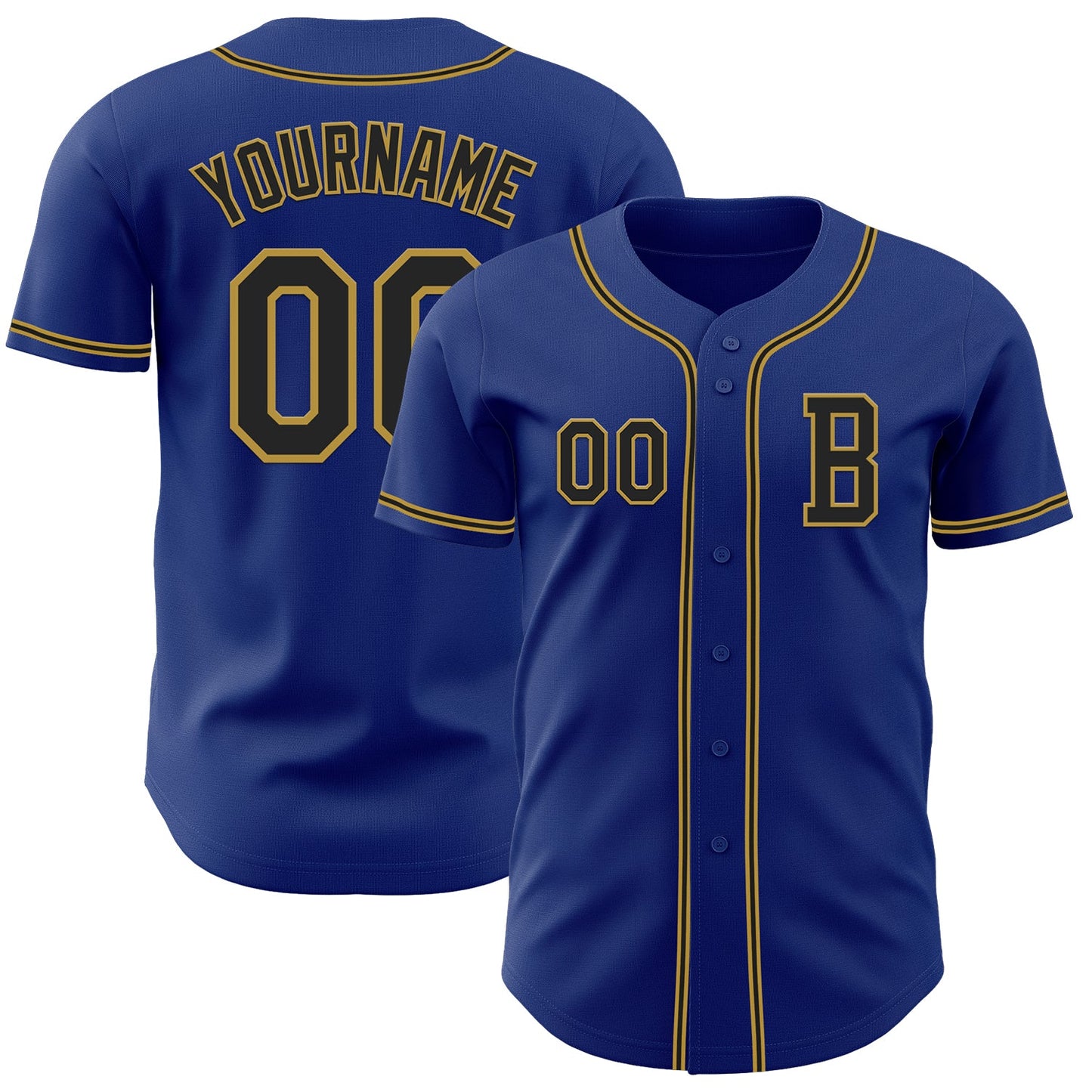 Custom Royal Black-Old Gold Authentic Baseball Jersey - Sky-Custom