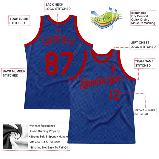 Custom Royal Red Authentic Throwback Basketball Jersey - Sky-Custom