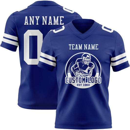 Custom Royal White Mesh Authentic Football Jersey - Sky-Custom