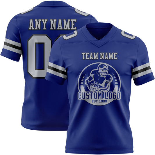 Custom Royal Gray-Black Mesh Authentic Football Jersey - Sky-Custom