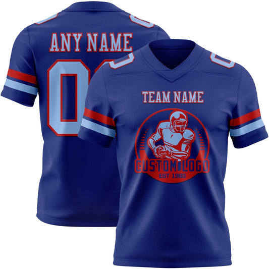 Custom Royal Light Blue-Red Mesh Authentic Football Jersey - Sky-Custom