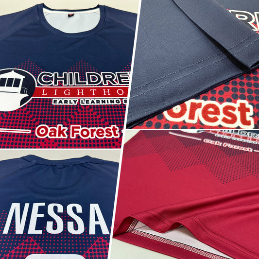 Custom Navy White-Crimson Sublimation Soccer Uniform Jersey - Sky-Custom