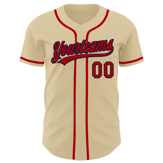 Custom Sand Red-Navy Authentic Baseball Jersey - Sky-Custom