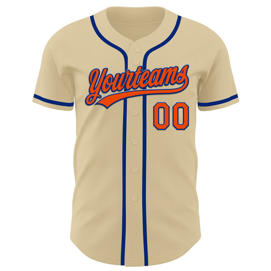 Custom Sand Orange-Royal Authentic Baseball Jersey - Sky-Custom