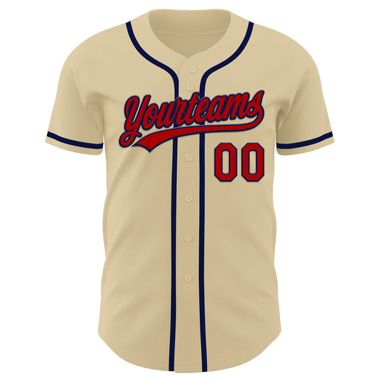 Custom Sand Red-Navy Authentic Baseball Jersey - Sky-Custom