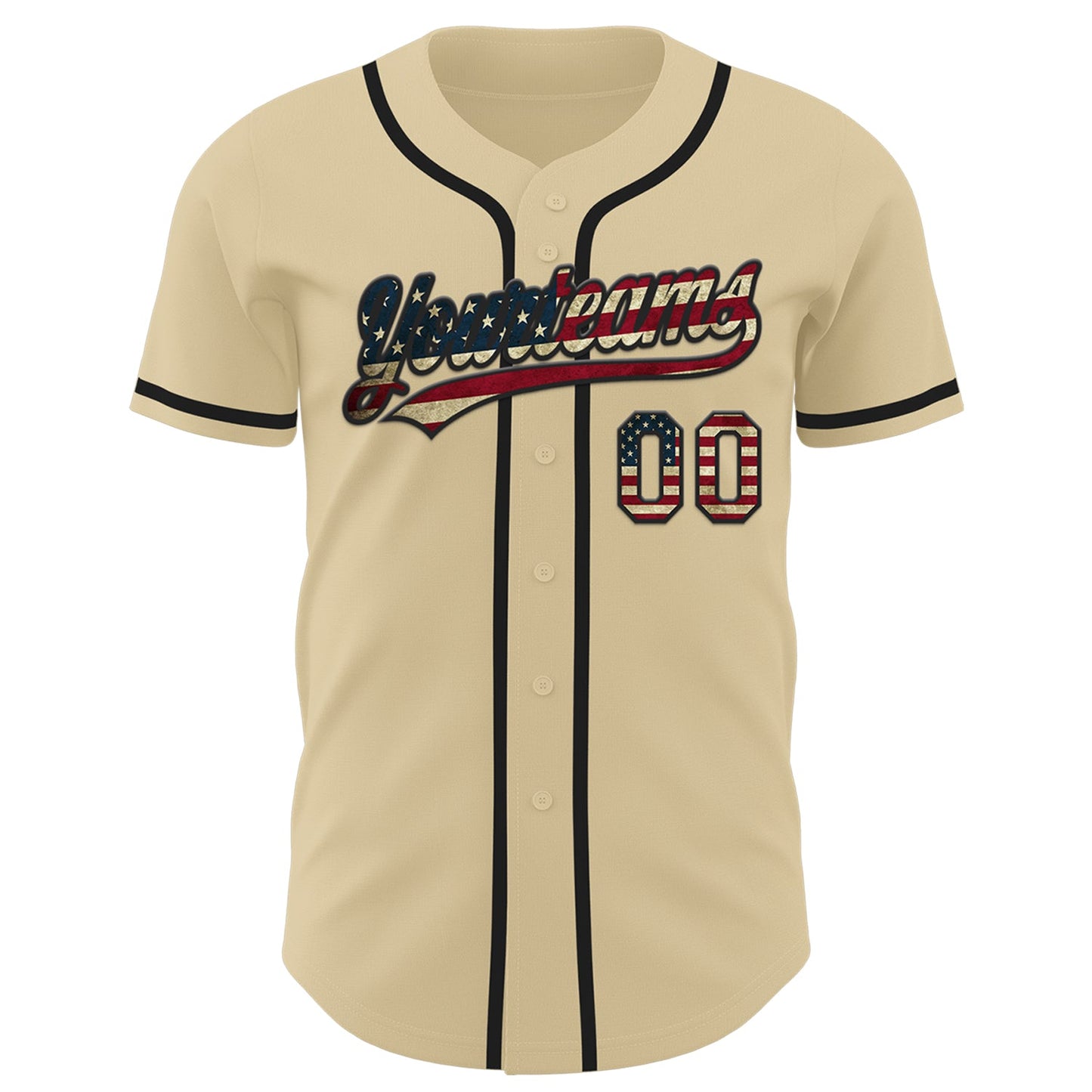 Custom Sand Vintage USA Flag-Black Authentic Baseball Jersey - Sky-Custom