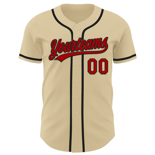 Custom Sand Red-Black Authentic Baseball Jersey - Sky-Custom