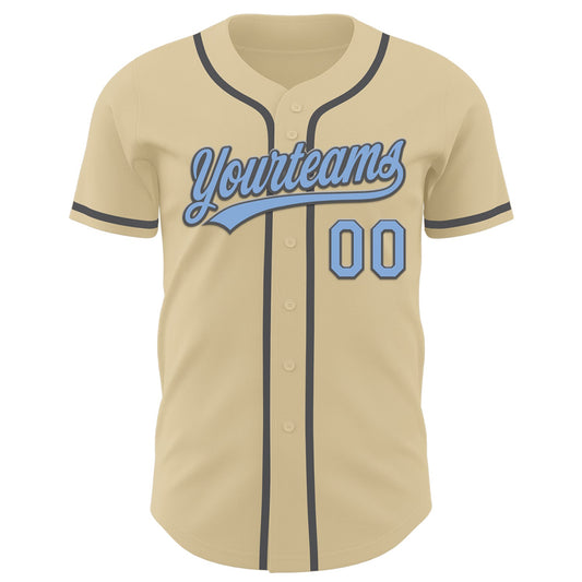 Custom Sand Light Blue-Steel Gray Authentic Baseball Jersey - Sky-Custom