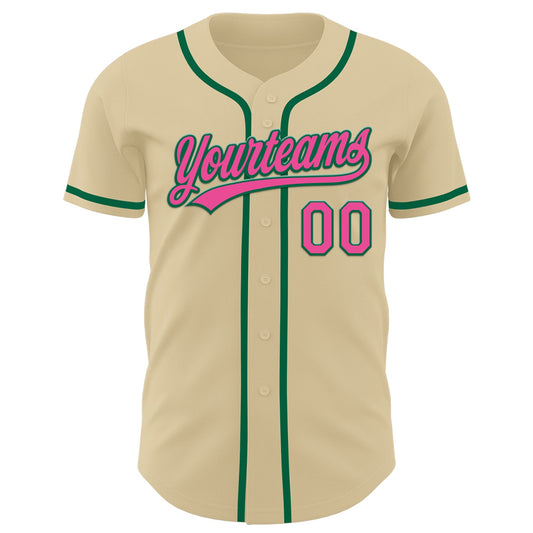 Custom Sand Pink-Kelly Green Authentic Baseball Jersey - Sky-Custom
