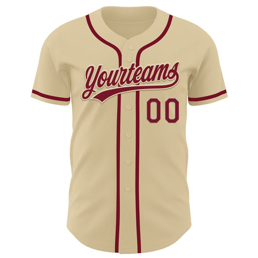 Custom Sand Crimson Authentic Baseball Jersey - Sky-Custom