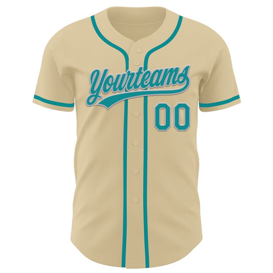 Custom Sand Teal-Gray Authentic Baseball Jersey - Sky-Custom
