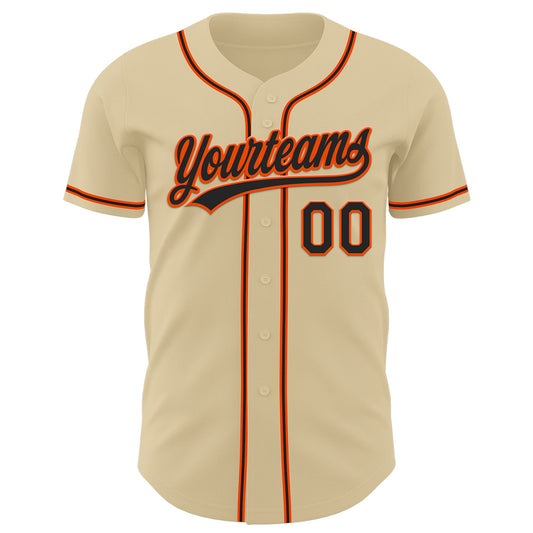 Custom Sand Black-Orange Authentic Baseball Jersey - Sky-Custom