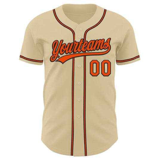 Custom Sand Orange-Black Authentic Baseball Jersey - Sky-Custom