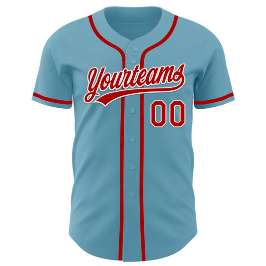 Custom Shadow Blue Red-White Authentic Baseball Jersey - Sky-Custom