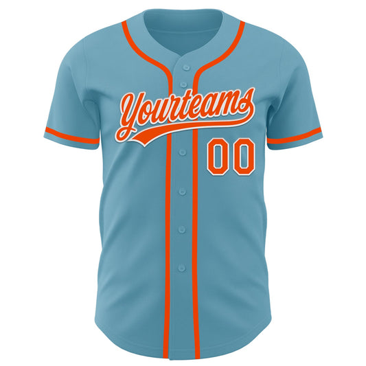 Custom Shadow Blue Orange-White Authentic Baseball Jersey - Sky-Custom