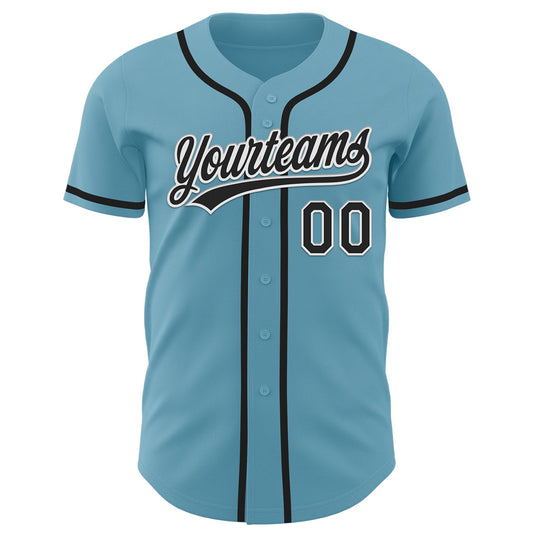 Custom Shadow Blue Black-White Authentic Baseball Jersey - Sky-Custom