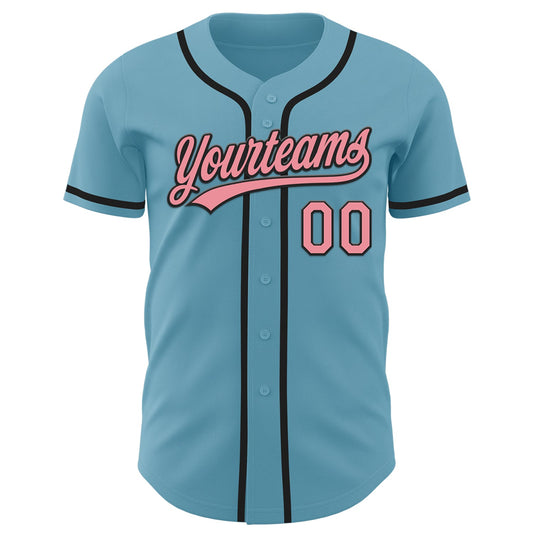 Custom Shadow Blue Medium Pink-Black Authentic Baseball Jersey - Sky-Custom