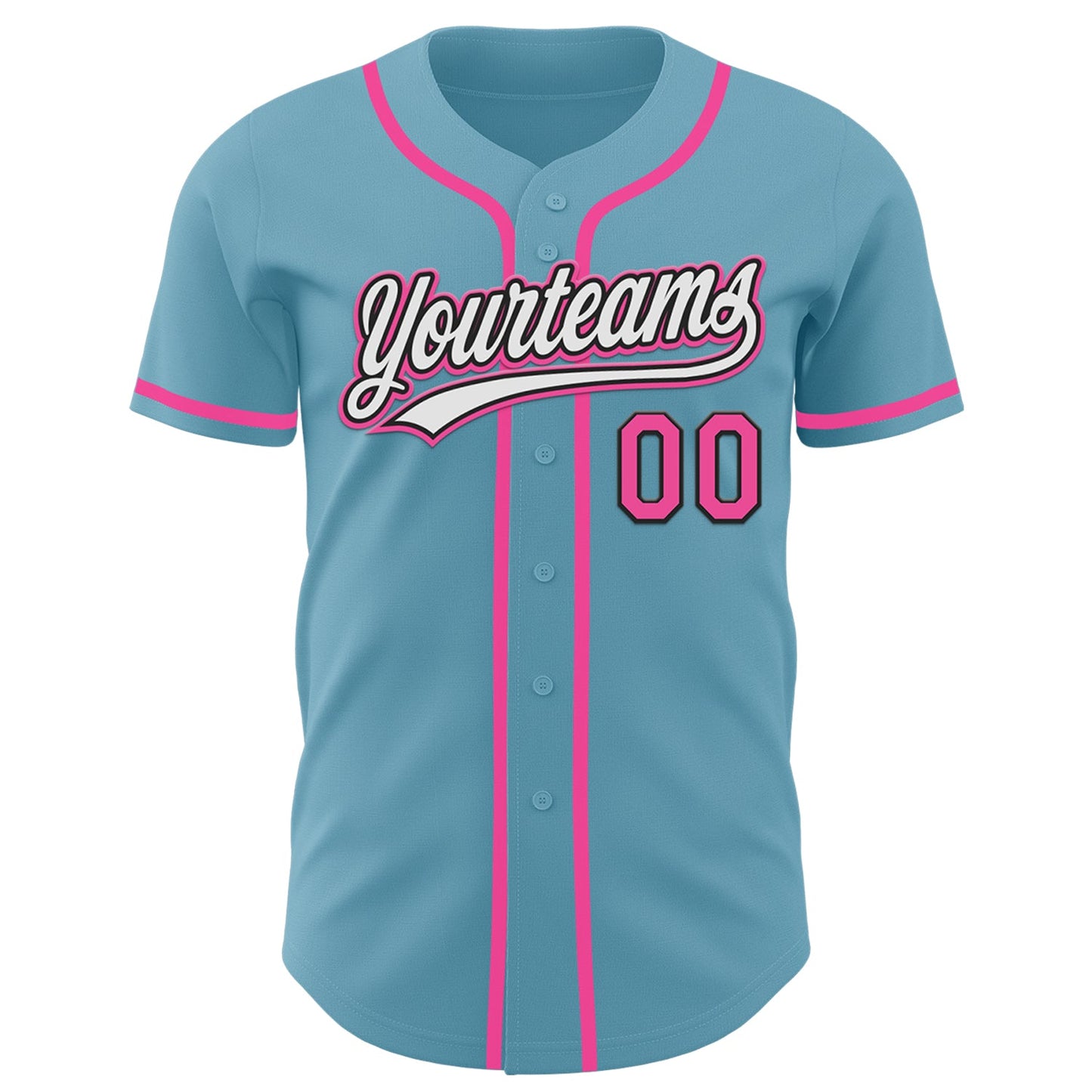 Custom Shadow Blue Pink-Black Authentic Baseball Jersey - Sky-Custom