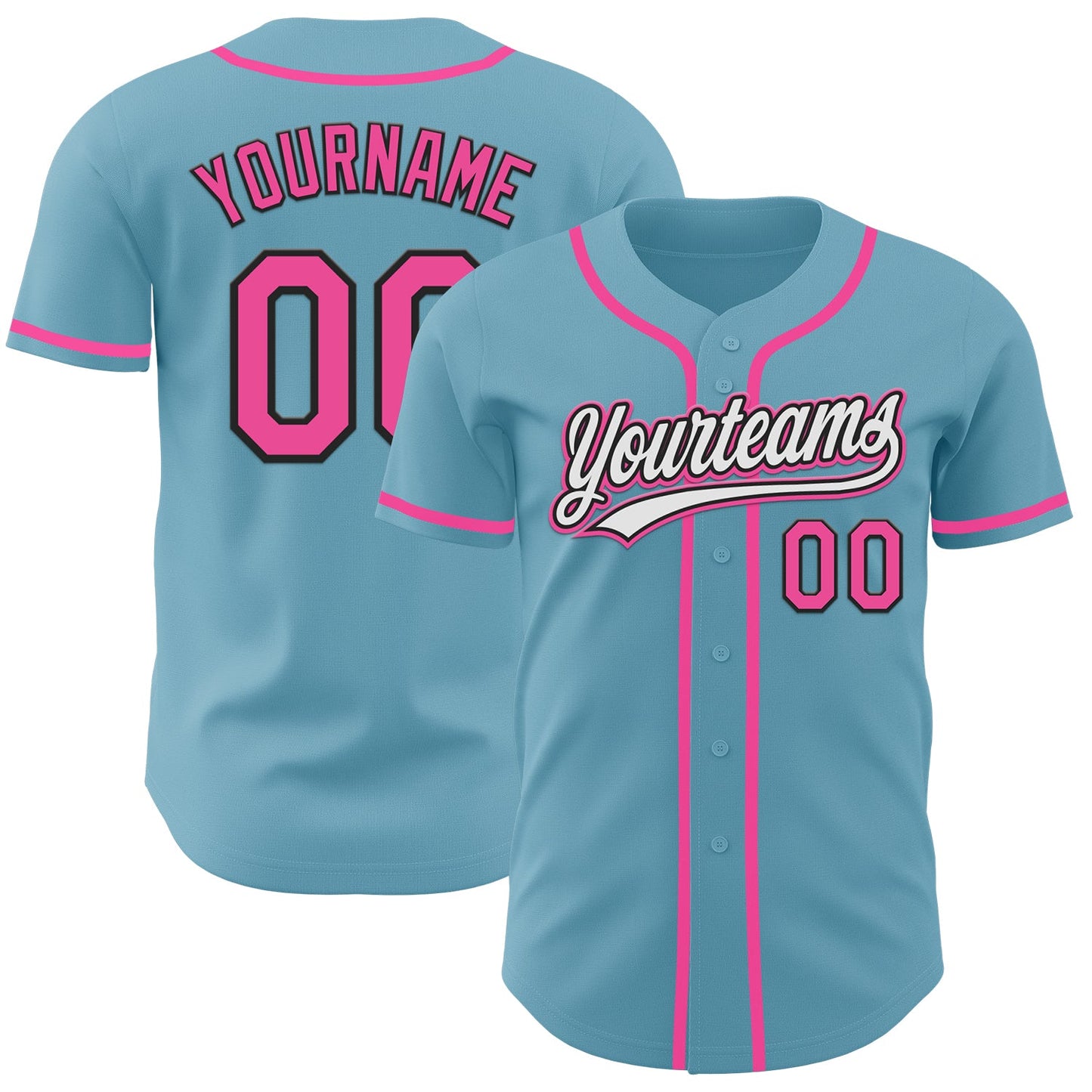 Custom Shadow Blue Pink-Black Authentic Baseball Jersey - Sky-Custom