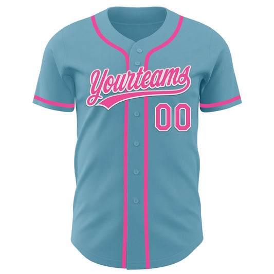 Custom Shadow Blue Pink-White Authentic Baseball Jersey - Sky-Custom