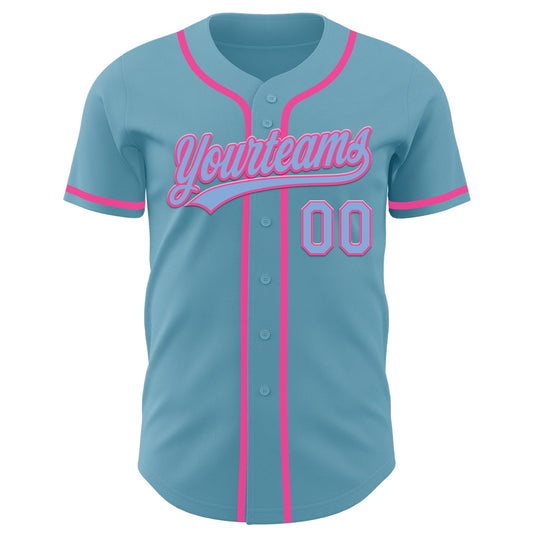 Custom Shadow Blue Light Blue-Pink Authentic Baseball Jersey - Sky-Custom