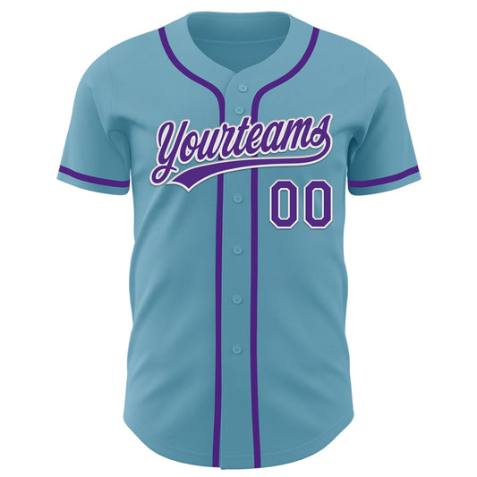 Custom Shadow Blue Purple-White Authentic Baseball Jersey - Sky-Custom